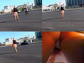 Sexy a-line skirt on skinny bum in accidental upskirt