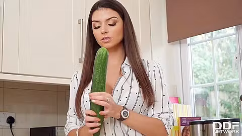 Cucumber Goes Deep In Hot Pussy Of Krystal Webb