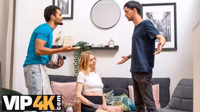 CUCK4K. Pregnant blonde with natural tits is enjoying stranger's cock in front of her husband