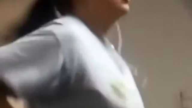 Spying a hot girl running on a treadmill