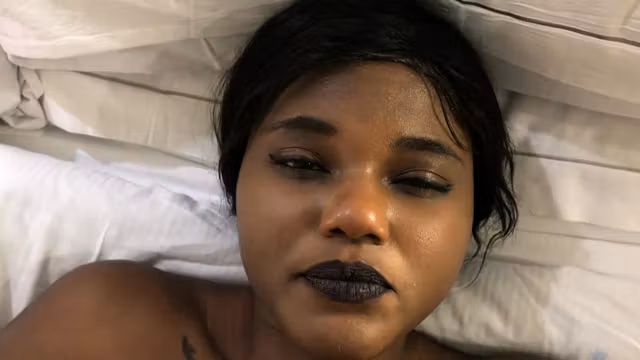 Ebony sex bomb enjoying cunnilingus in POV style close up