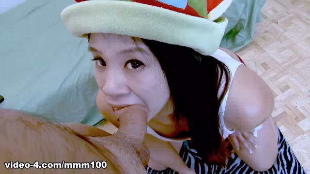 Little asian babe Asia Zo sucking and fucking a pathetic loser - MMM100