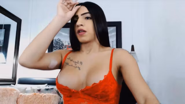 Cute Busty Tranny Tease and Jerking Cock