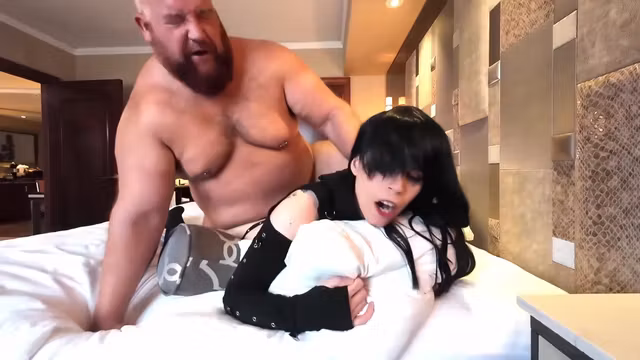 Bigbear And Goth Chick Fucking Around