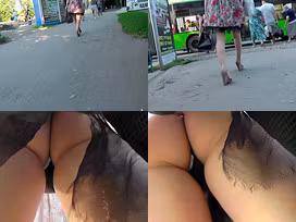Hottie in g-string filmed by upskirting