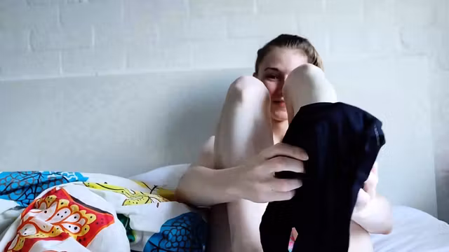 Cute teen girl enjoys foot fetish