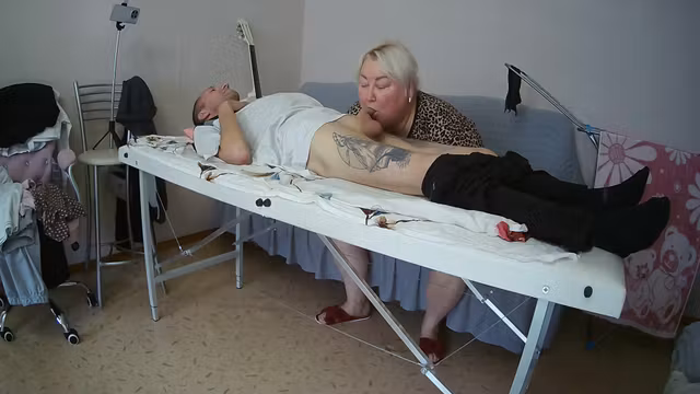 Stepmother-in-law Sucks And Jerks Off My Dick On The Massage Table And Swallows Cum