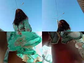 Skinny ass and g-string of a brunette in upskirt mov