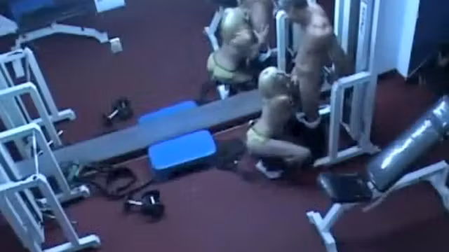 Trainer caught fucking a client in a gym