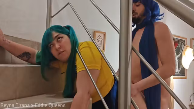 Brazilian Miku Gets Stuck On The Stairs And Kaito Gives Her More Than A Hand