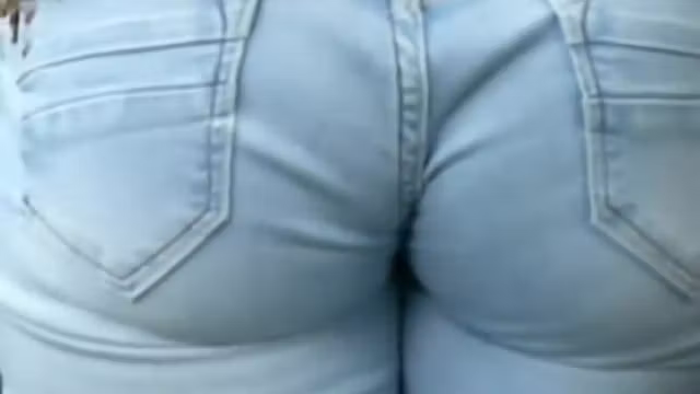 Jeans wedgie in cute girl's ass crack