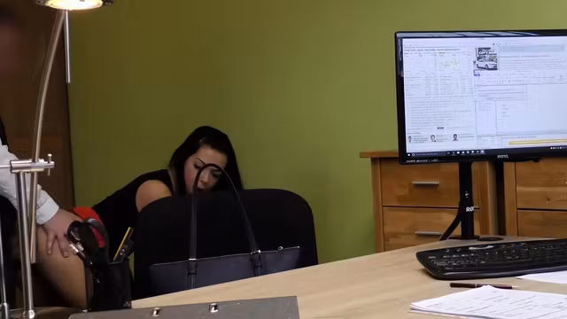LOAN4K. Unemployed brunette babe has no choice