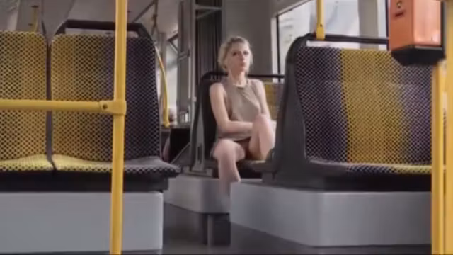 Amazing Blonde in Bus (downblouse and upskirt no pantie)