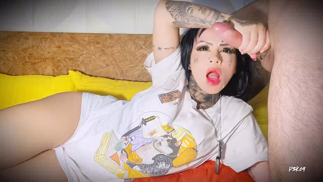 Goth Stepsister Begs For Cock And Takes 3 Cumshots To The Face And Mouth With Ana Lingus