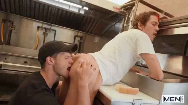 Chris Cool And Finn Harding In And In Men Bends Bottom Over Then Pounds Him On The Counter Until He