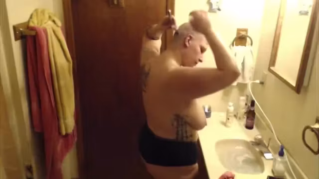 Fat MILF Head Shave with Dancing and Smoking